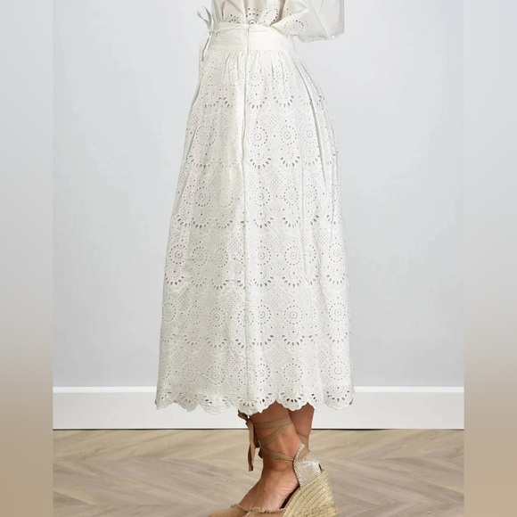 Ulla Johnson The Clarabella Maxi Eyelet Skirt Color Prestine White 100% Cotton 2 - Picture 14 of 14